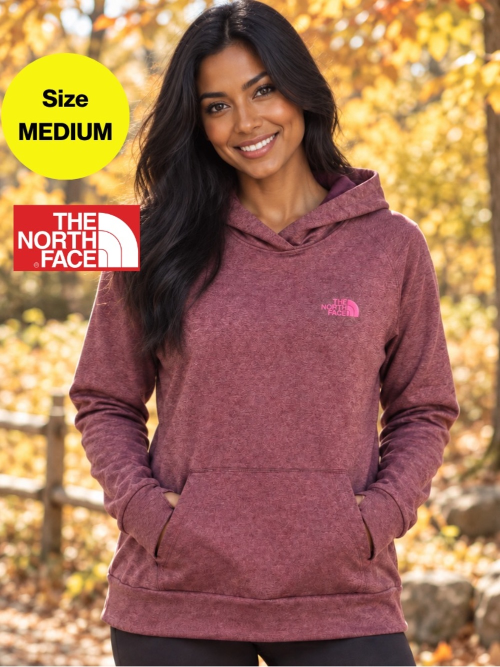 NORTH FACE 🏔️ Women's Mauve/Pink Hooded Pullover Sweatshirt (Size Medium)